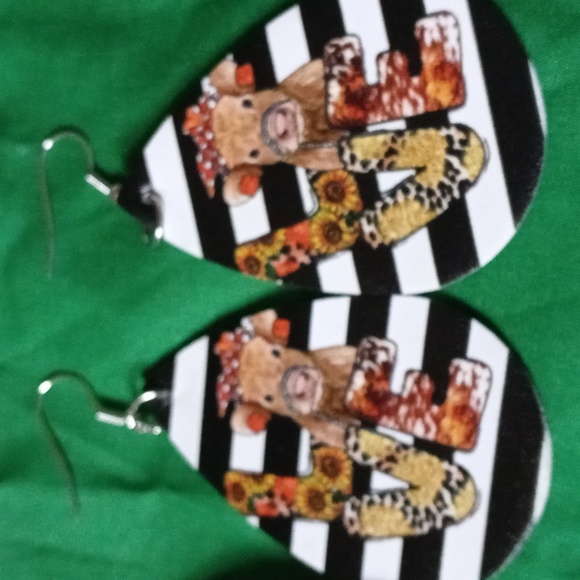 Earrings leather Animal figures - Picture 2 of 2